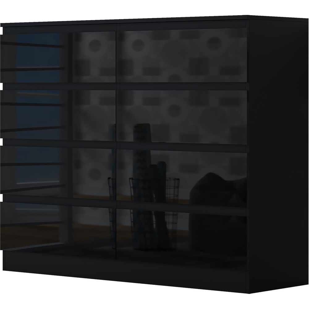 FWStyle Stora 8 Drawer Black Gloss Chest Of Drawers Image 2