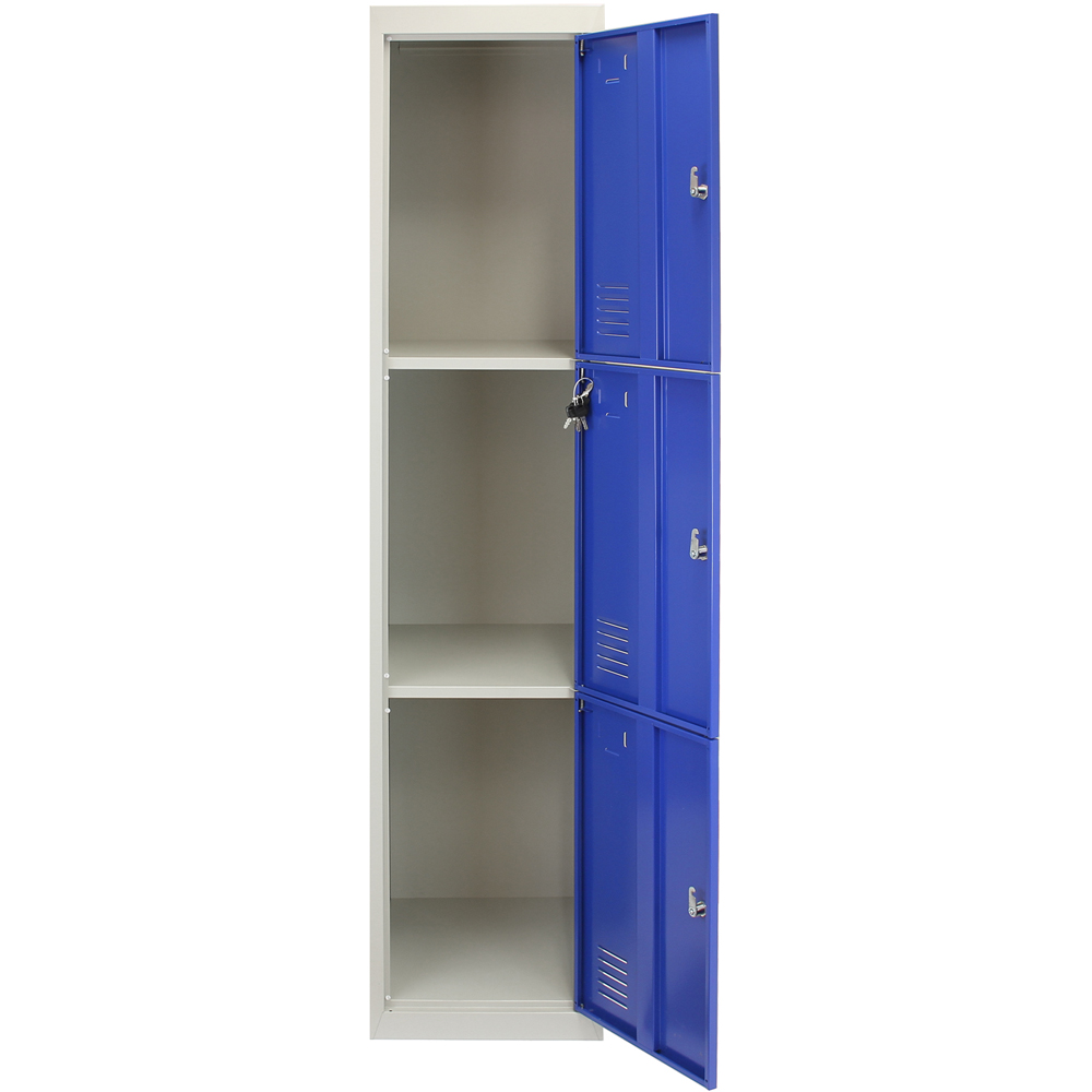 Monstershop 3 Door Blue Metal Storage Locker 3 Pack Image 4