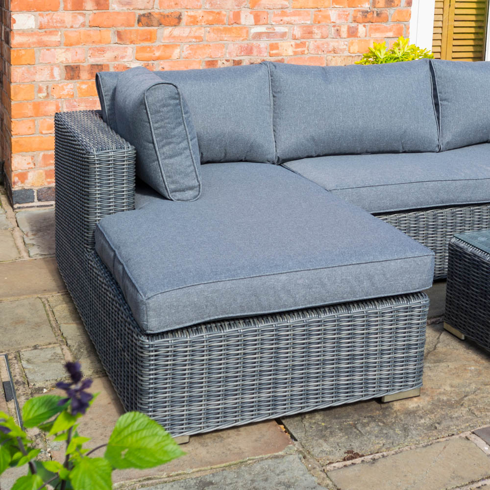 Rowlinson Vienna 3 Seater Grey Rattan Weave Chaise Lounge Sofa Set Image 7