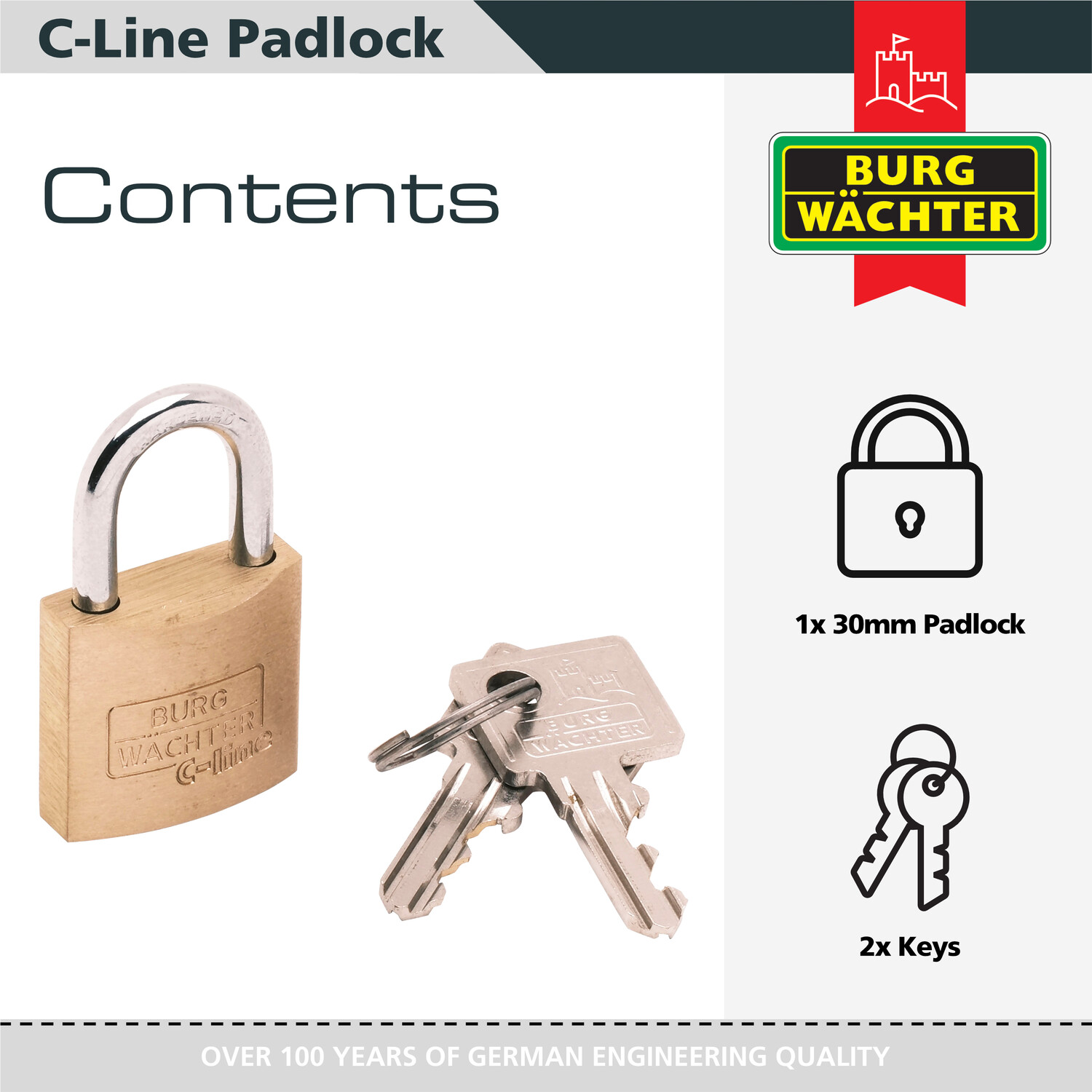 C Line Brass Padlock Brass 30mm Image 5