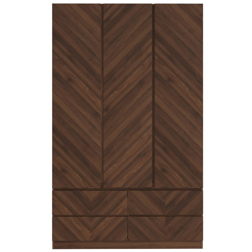 GFW Catania 3 Door 4 Drawer Royal Walnut Wood Wardrobe Image 2