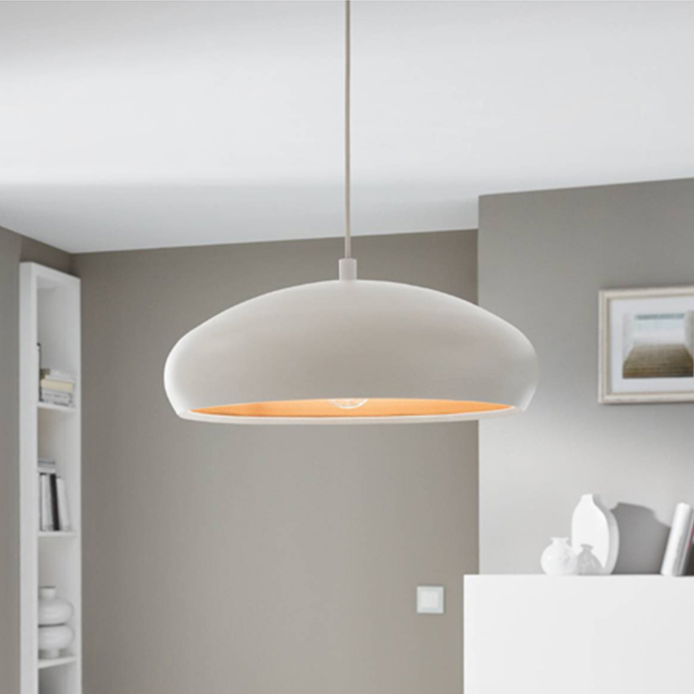 EGLO Mogano 1 White and Copper Pendant Light Image 3