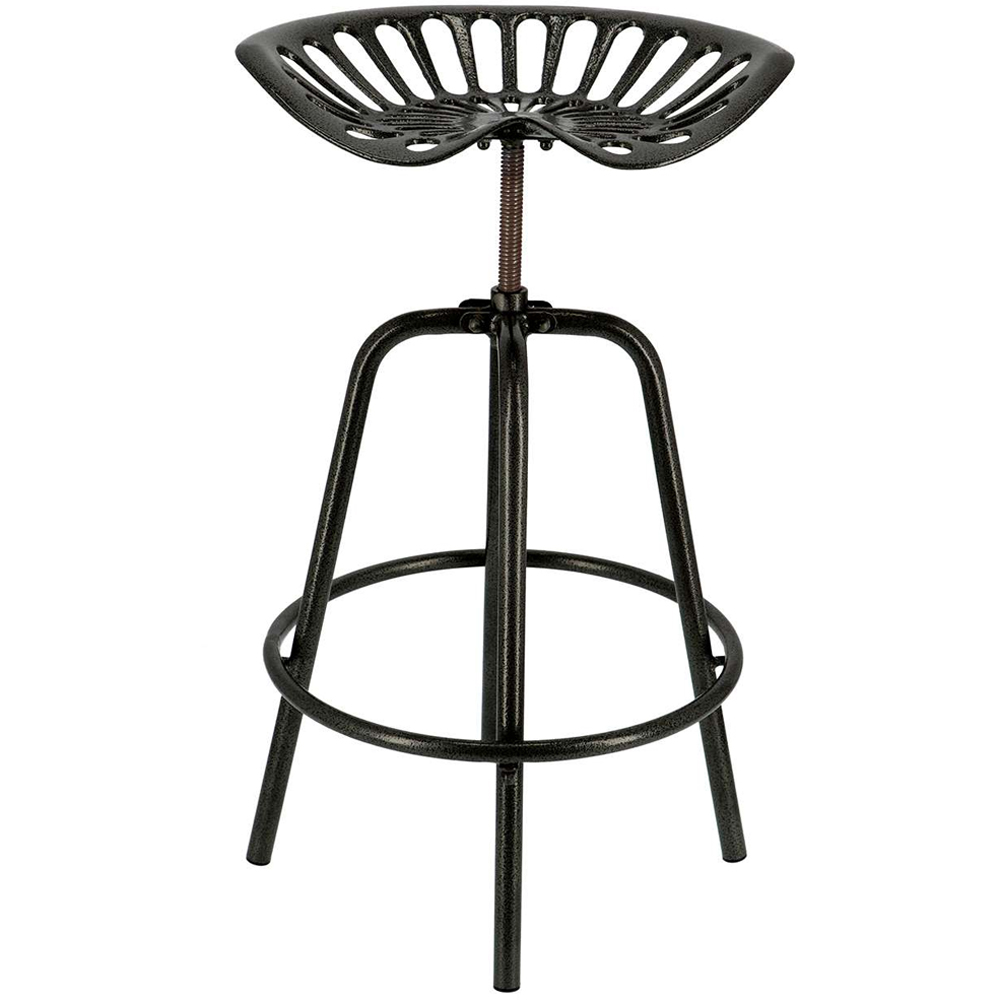 Fallen Fruits Black Cast Iron Tractor Height Adjustable Bar Stool Image 2