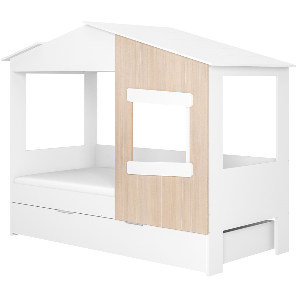 Flair Dreamland White and Oak Play House Bed Frame with Trundle Image 2