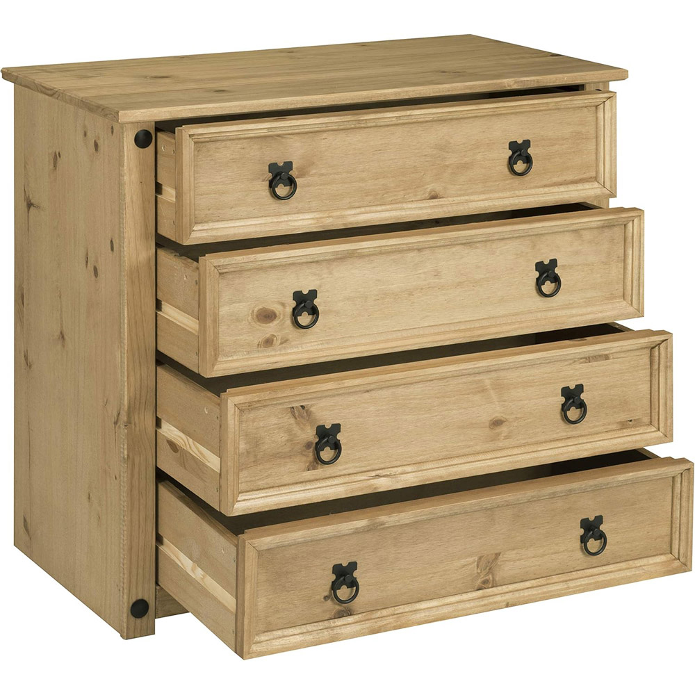 Mews Corona Waxed Pine 4 Drawer Chest of Drawers Image 3