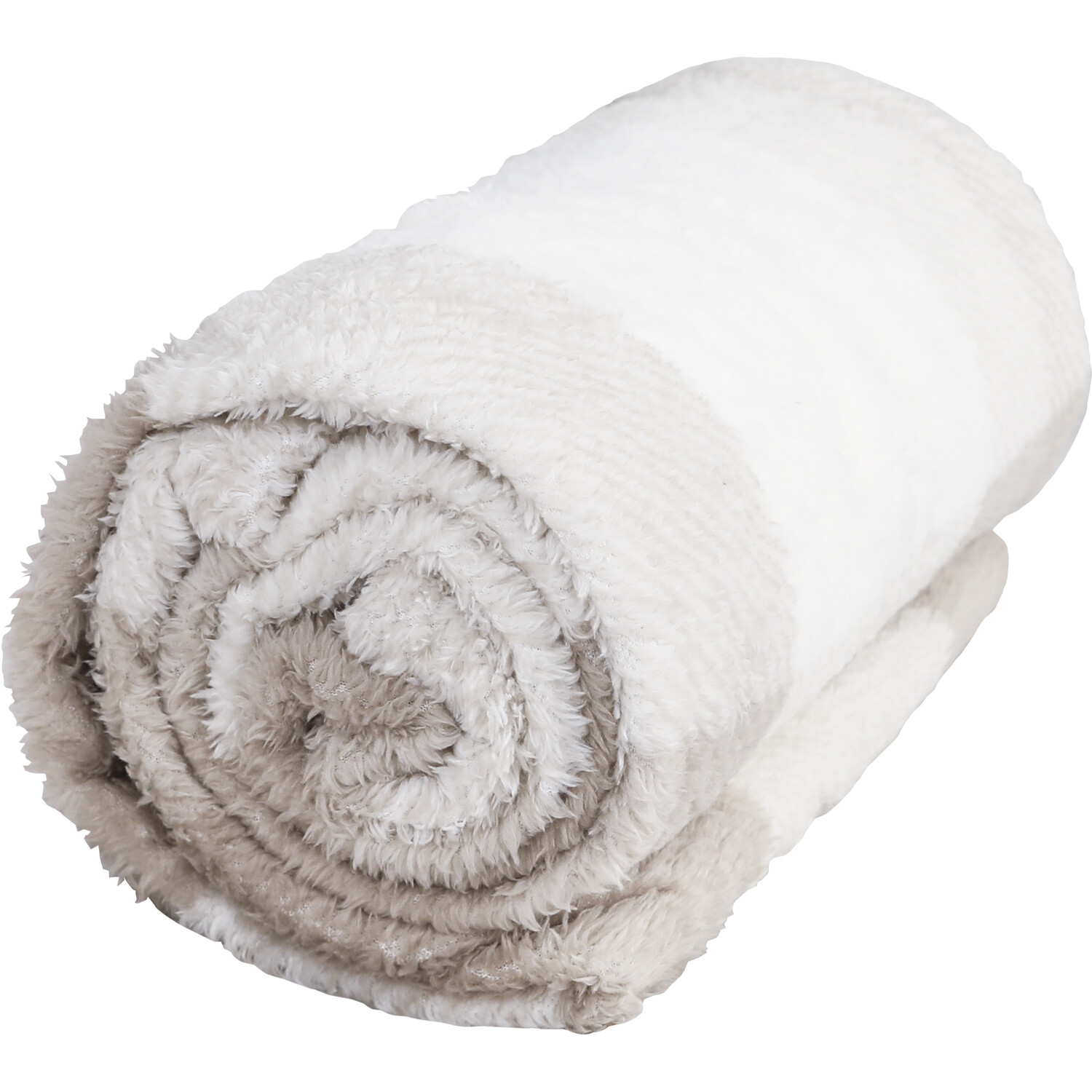 Teddy Fleece Check Throw - Natural Image 2