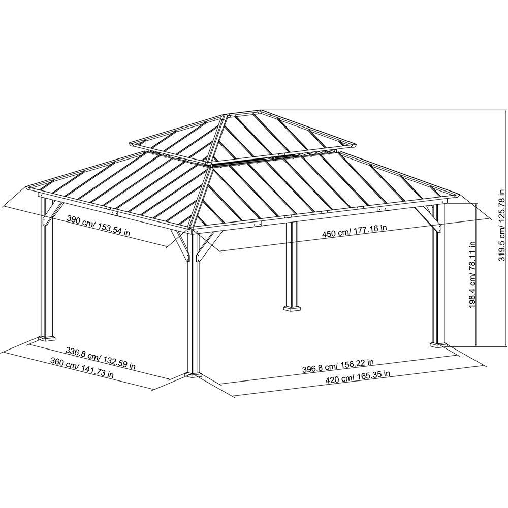 Sunjoy Rimo 3.9 x 4.5m Anthracite Cedar Wood Gazebo Image 7