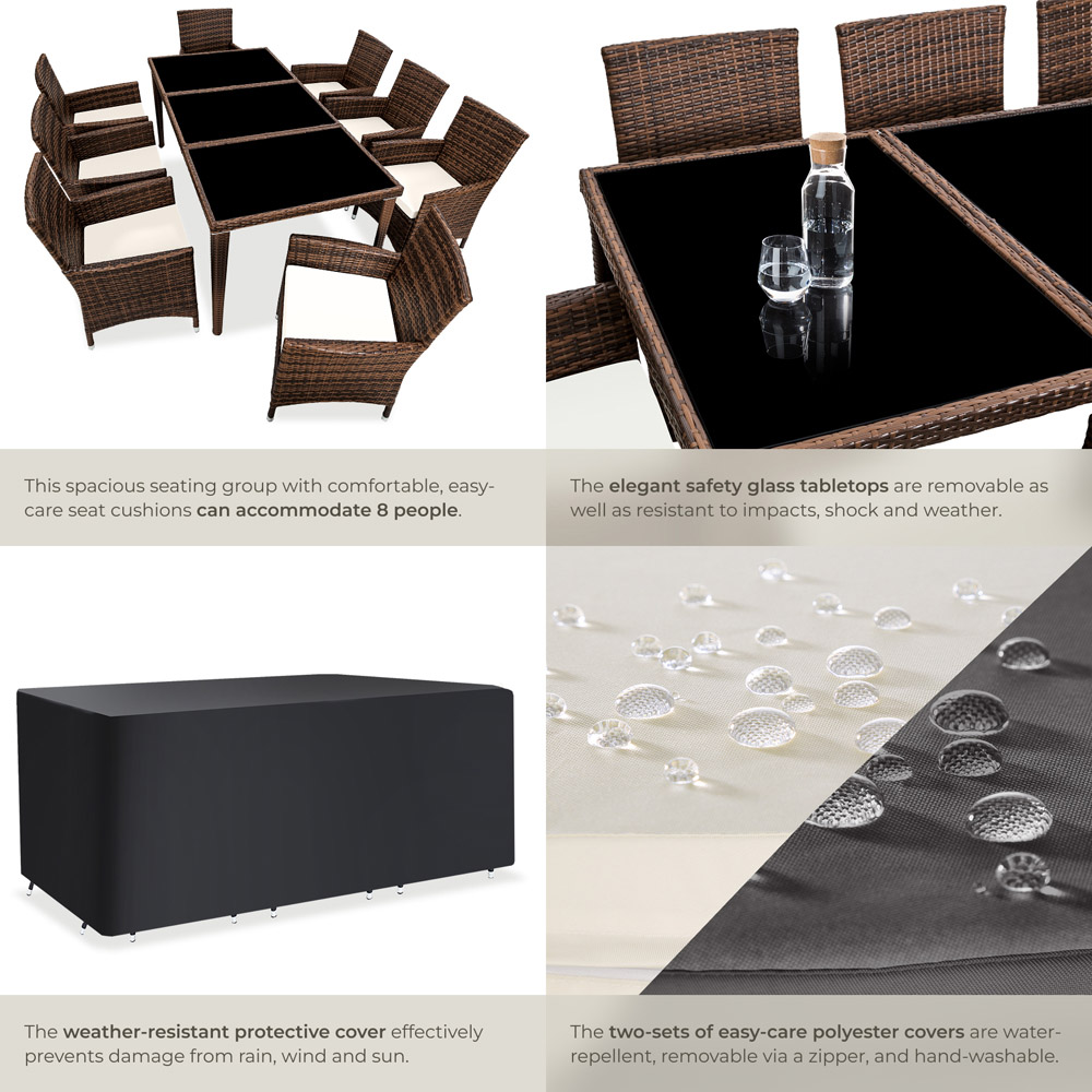 tectake Menorca 8 Seater Rattan Garden Dining Set Black and Brown Image 5