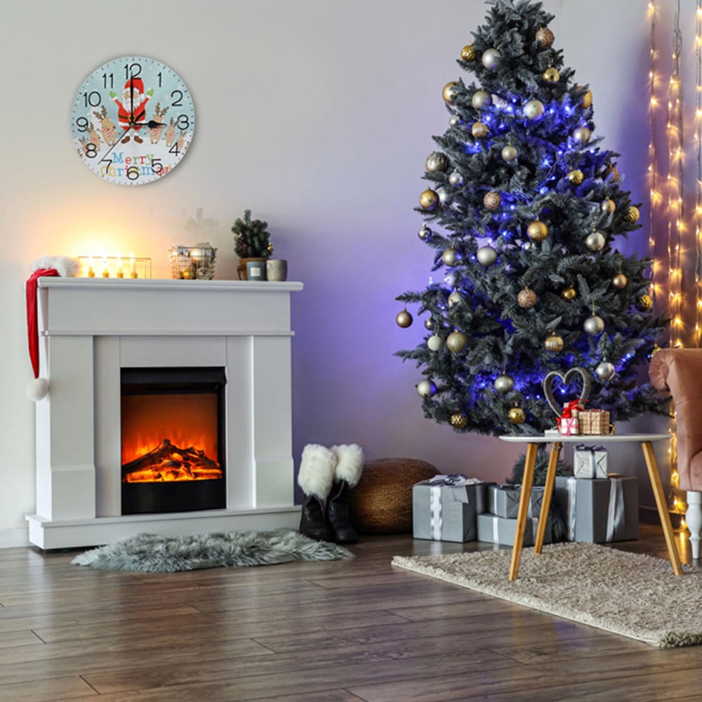 Xmas Haus Christmas Santa and Reindeer Round Wall Clock 23cm Image 4