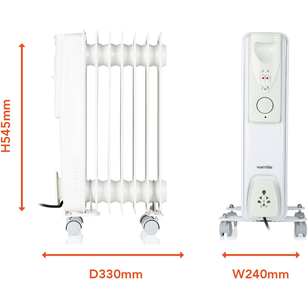 Warmlite 7 Fin White Oil Filled Radiator with Adjustable Thermostat 1500W Image 9