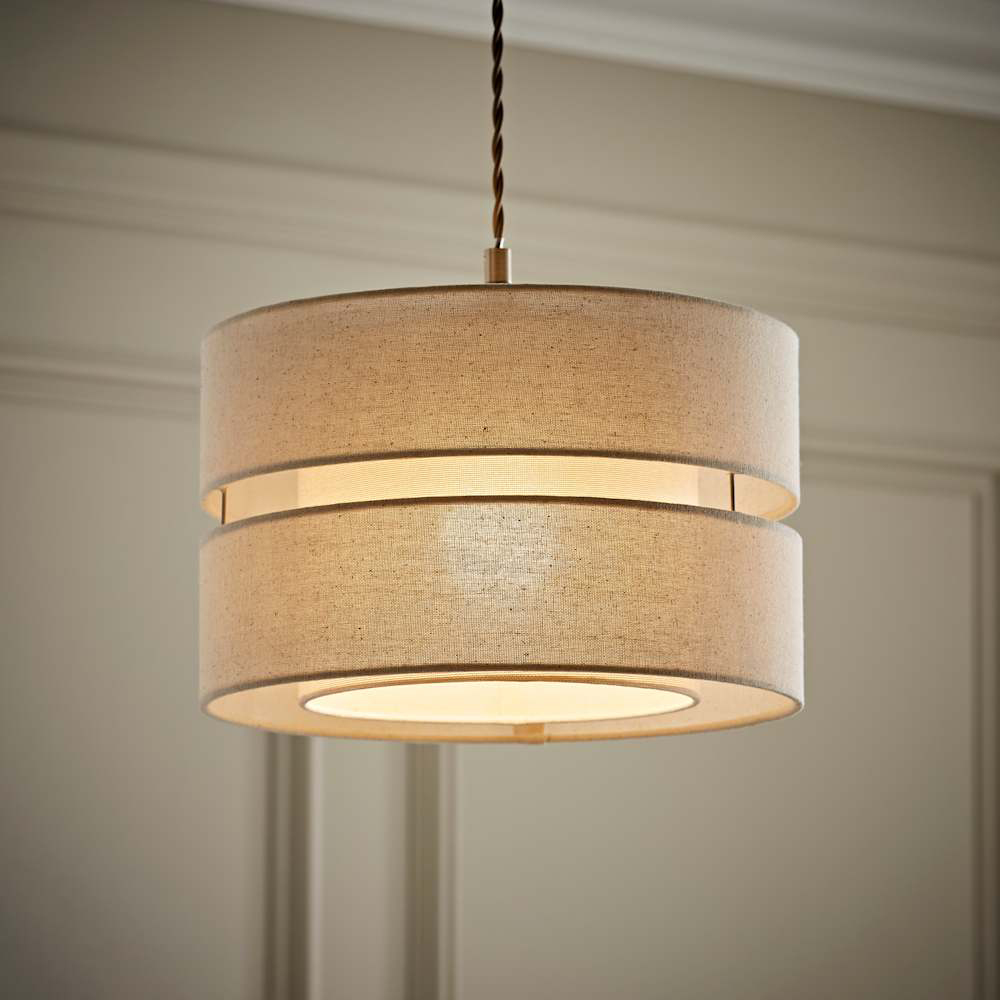 ValueLights Sophia-2 Tier Natural Linen Medium Drum Ceiling Lamp Shade Image 3