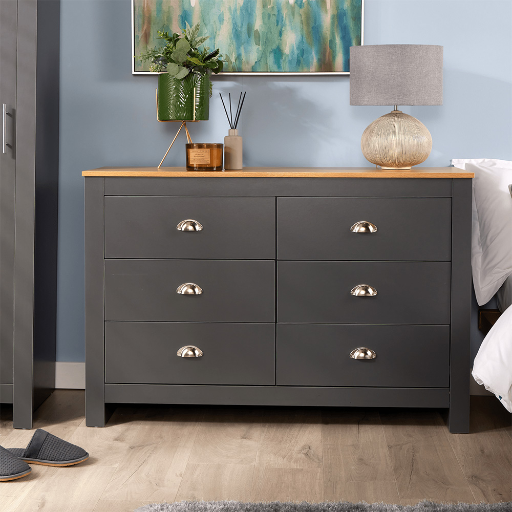 Home Source Camden 6 Drawer Graphite Chest of Drawers Image 7