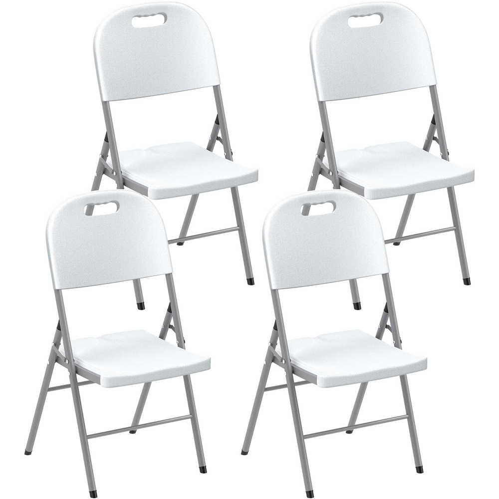 Outsunny White Folding Chair Set of 4 Image 2