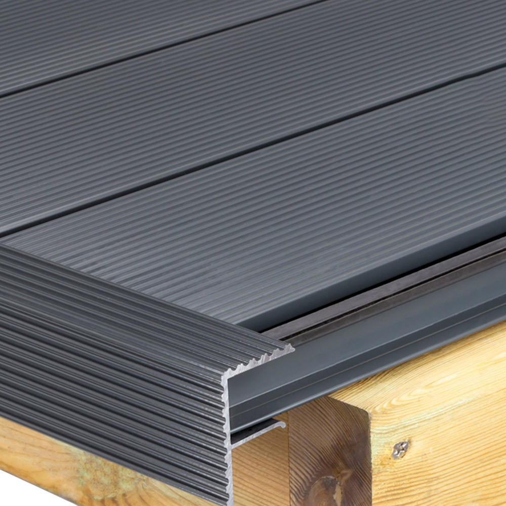 Alupave Grey Decking End Stop Bar 6m Image 2