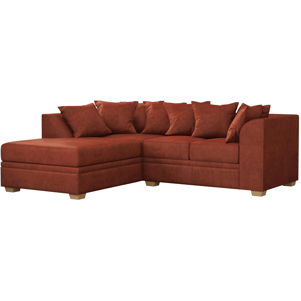 Modo 3 Seater Marmalade Plush Velvet Left Hand Scatter Back L-Shape Corner Sofa Image 2