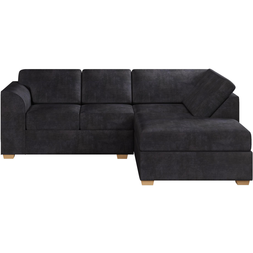 Modo 3 Seater Ebony Plush Velvet Right Hand Fixed Back L-Shape Corner Sofa Image 3