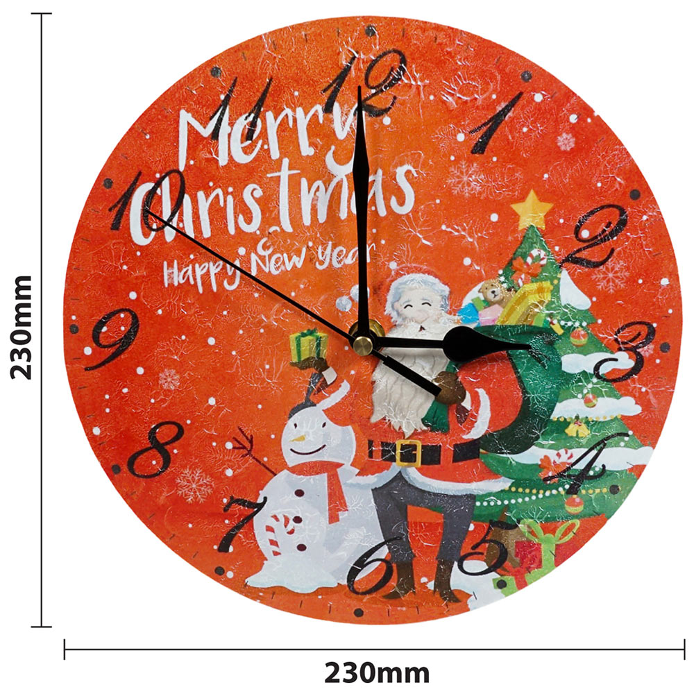 Xmas Haus Christmas Santa and Snowman Round Wall Clock 23cm Image 5
