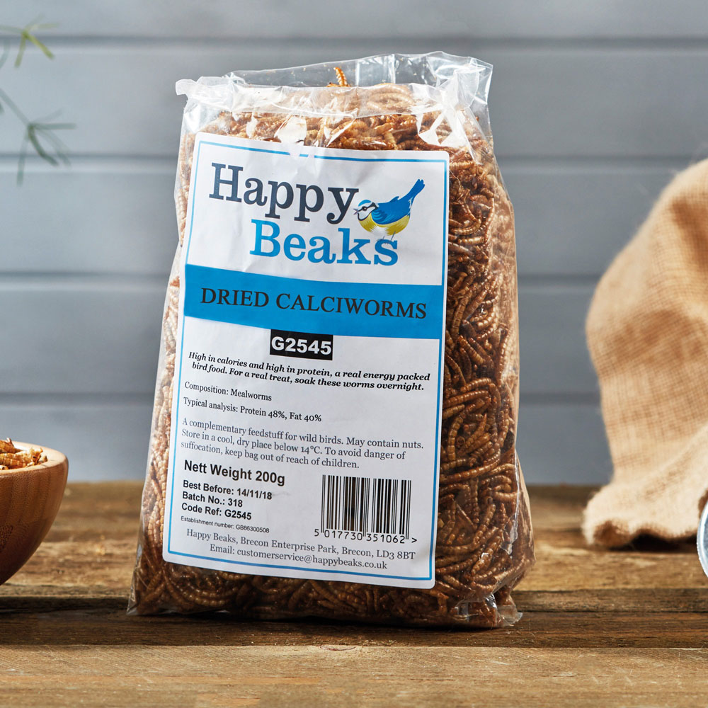 Happy Beaks Dried Calciworms Bag Bird Food 200g Image 2