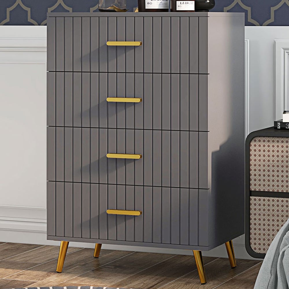 Portland 4 Drawer Chest of Drawers with Aluminium Legs Image 1