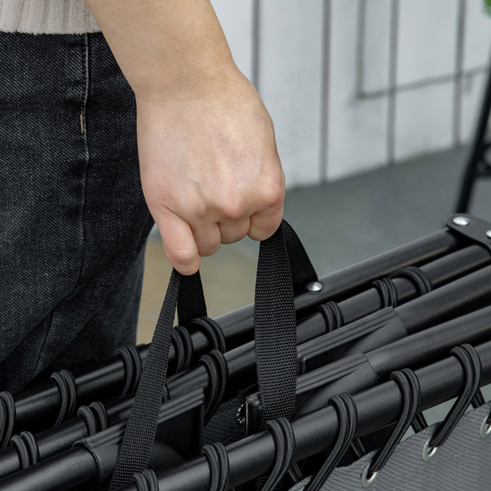 Outsunny Grey Portable Garden Reclining Sun Lounger Image 3