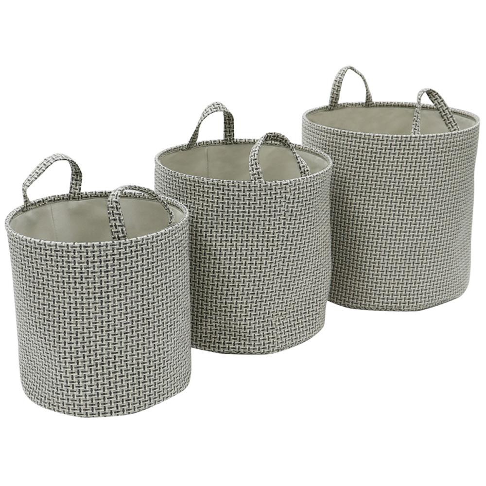 JVL Silva Round Fabric Storage Basket 3 Pack Image 3