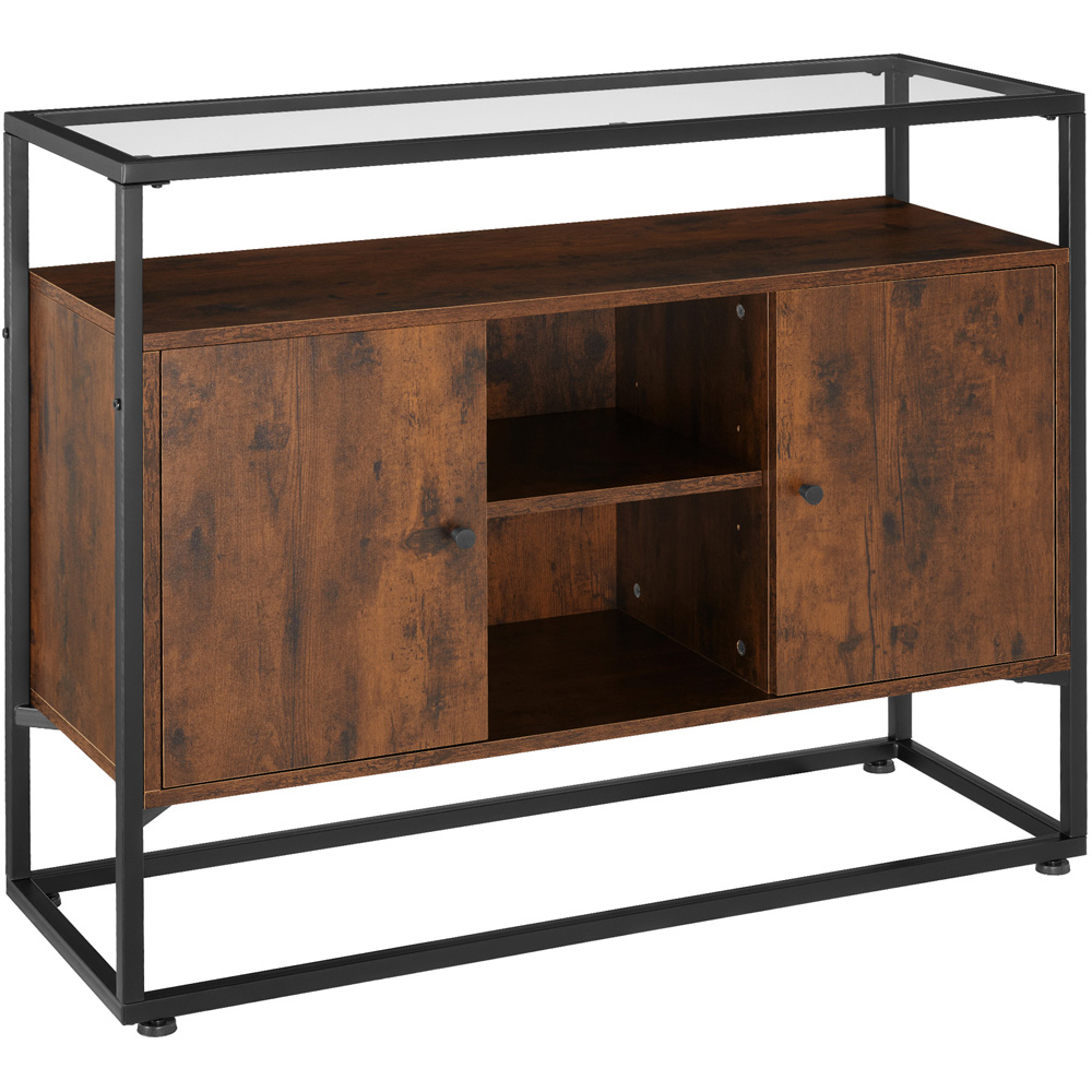 tectake Oldham 2 Compartment Dark Wood Sideboard Image 2