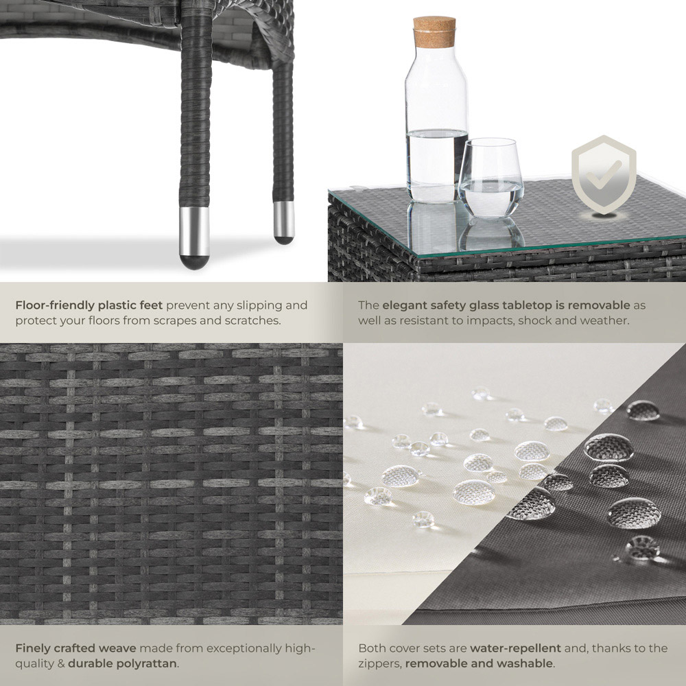 tectake Lucerne 2 Seater Grey Garden Bistro Set Image 6