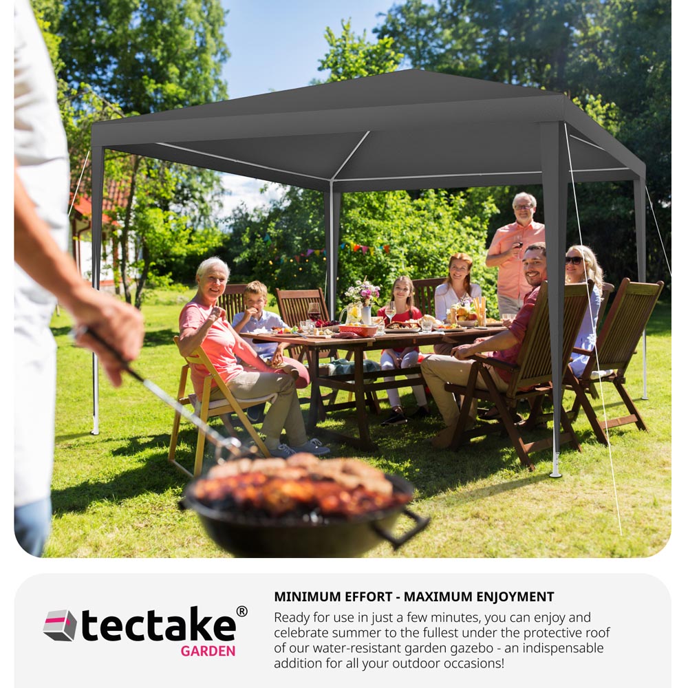 tectake Baraban 3 x 3m Grey Gazebo with 3 Side Panels Image 7