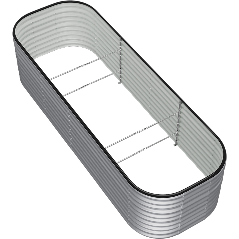 Living and Home Silver Oval Galvanised Steel Raised Garden Bed 240 x 56cm Image 5