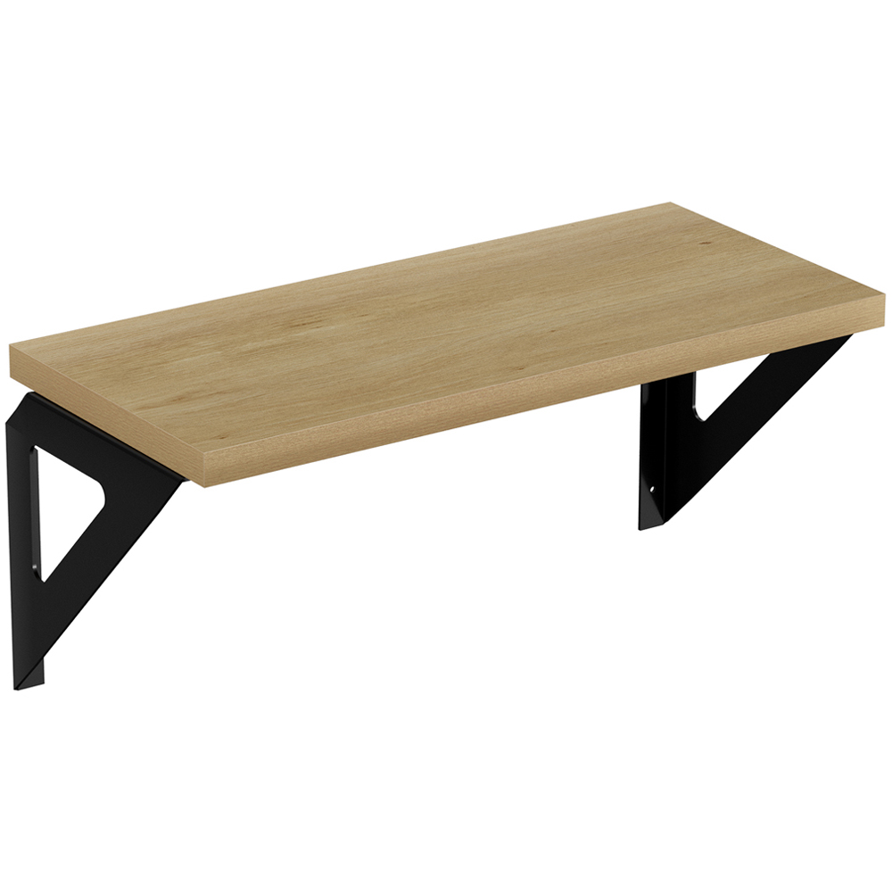 Homebase Light Oak Effect Shelf with Black Brackets 2 Pack Image 3