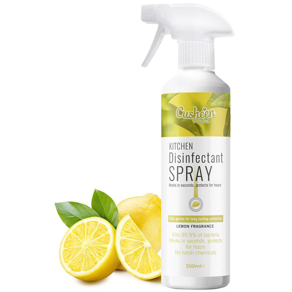 Cusheen Antibacterial Lemon Kitchen Disinfectant Spray 500ml 4 Pack Image 3