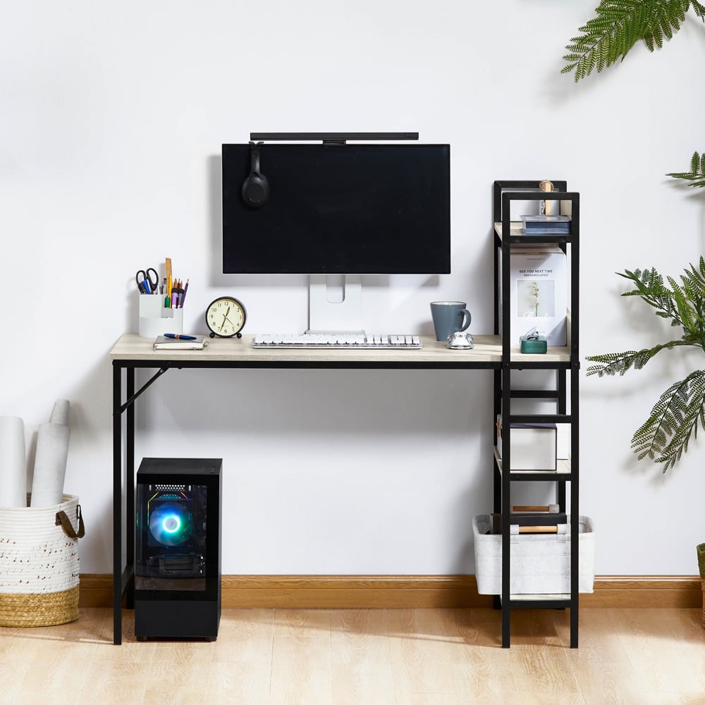 Vida Designs Brooklyn Grey Computer Desk with 3 Shelf Image 4