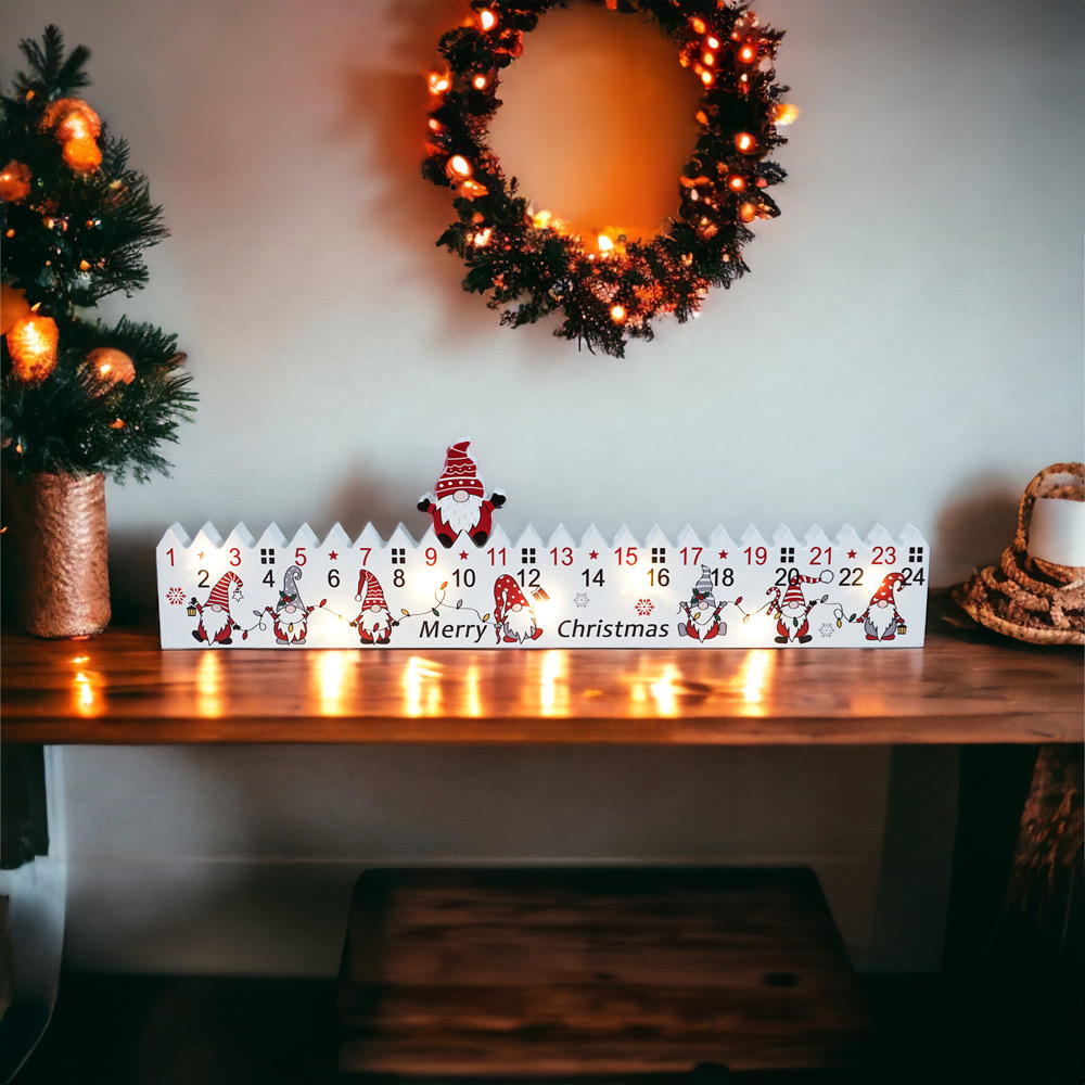 Xmas Haus Light Up LED White Wood Advent Calendar Image 2