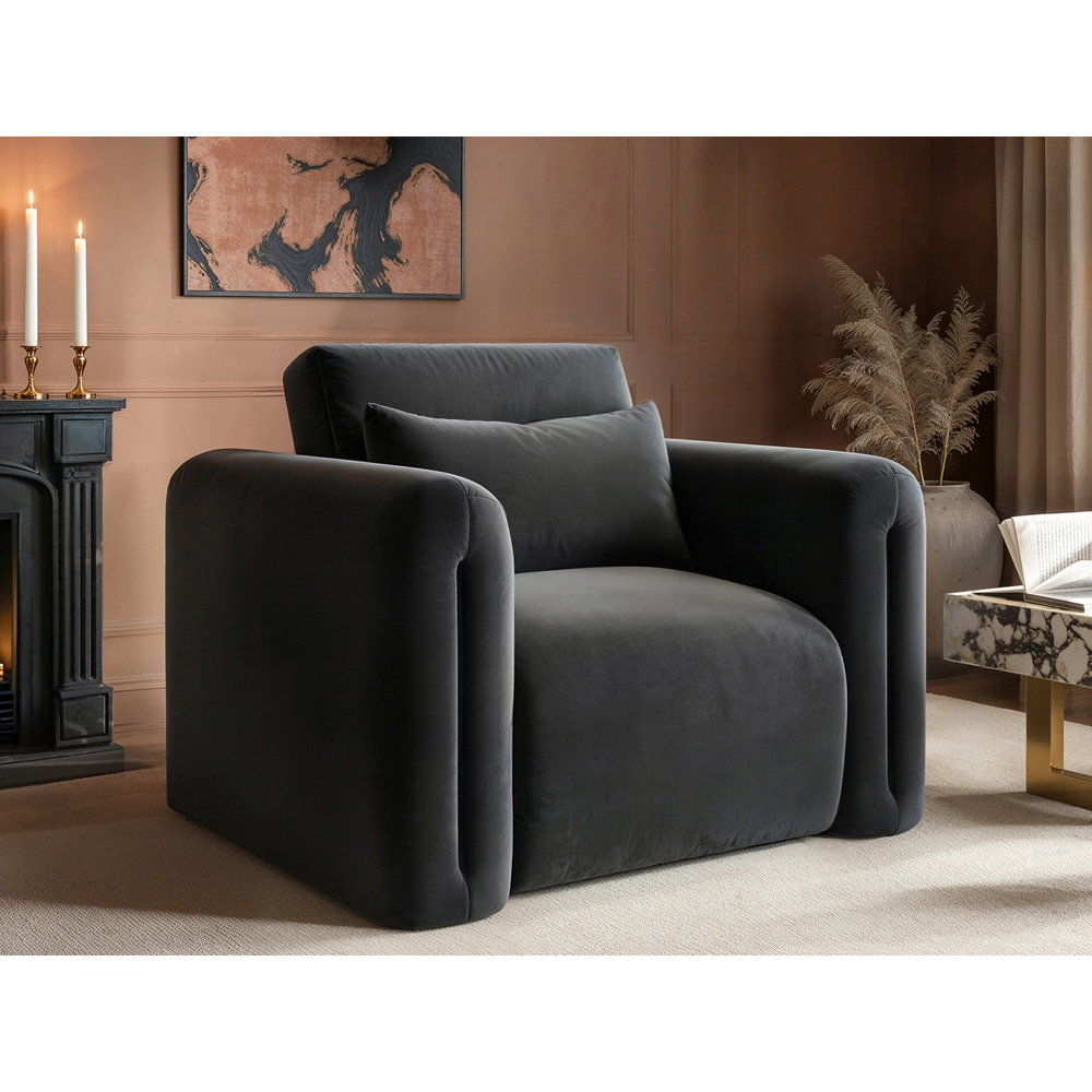 Solace+Co Mabel Grey Velvet Armchair Image 6