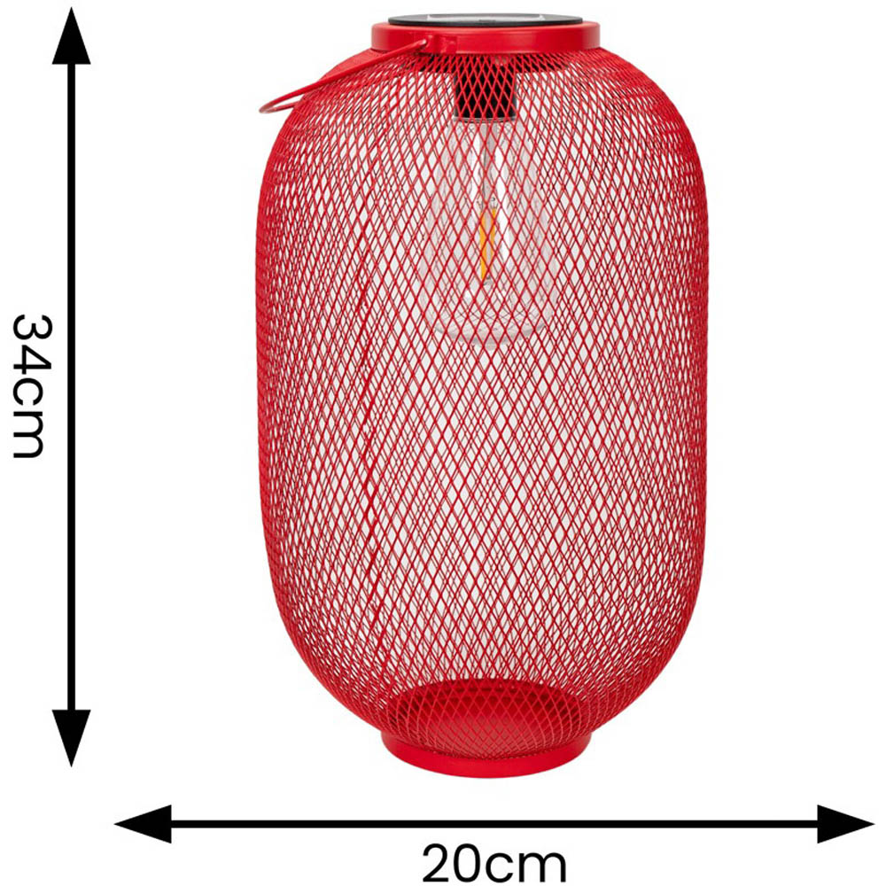 ValueLights Red Metal Mesh Basket Solar Powered Outdoor Garden Lantern Light Image 4