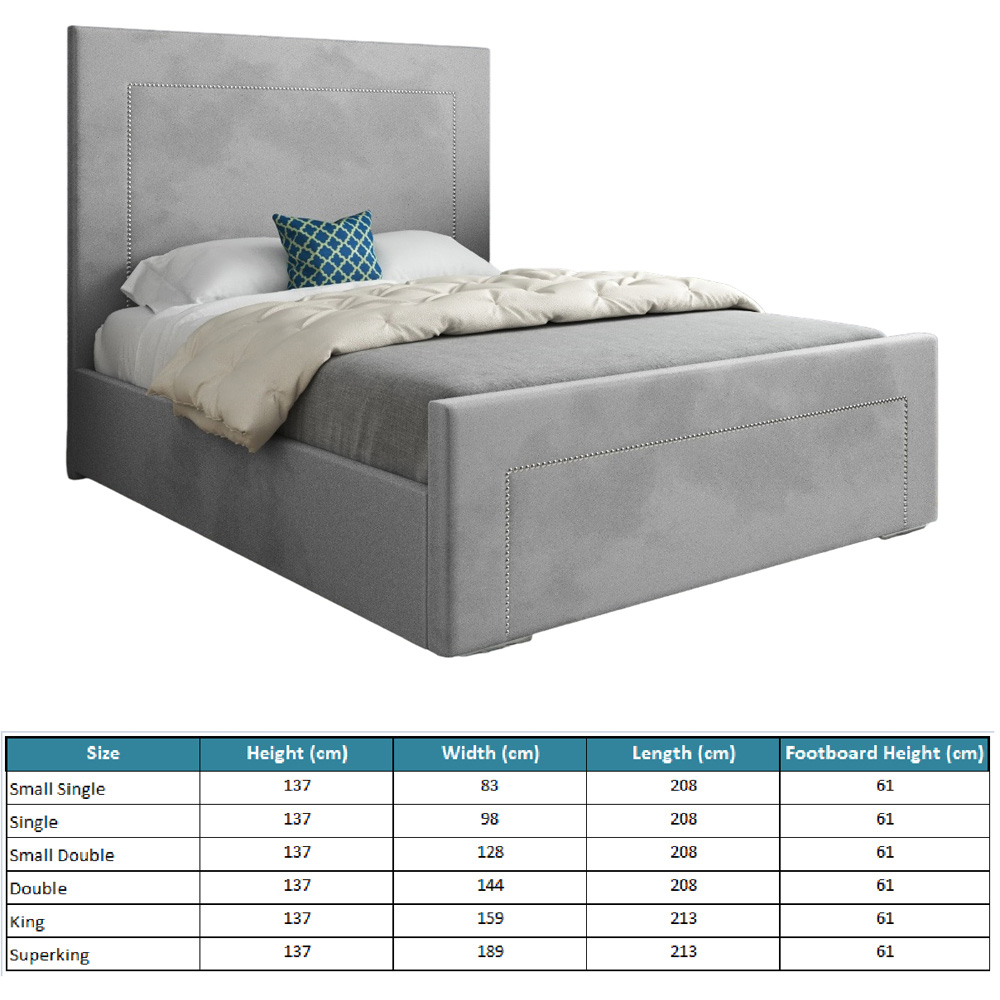 Lucca Grey King Size Velvet Upholstered Bed Frame with High Headboard Image 7