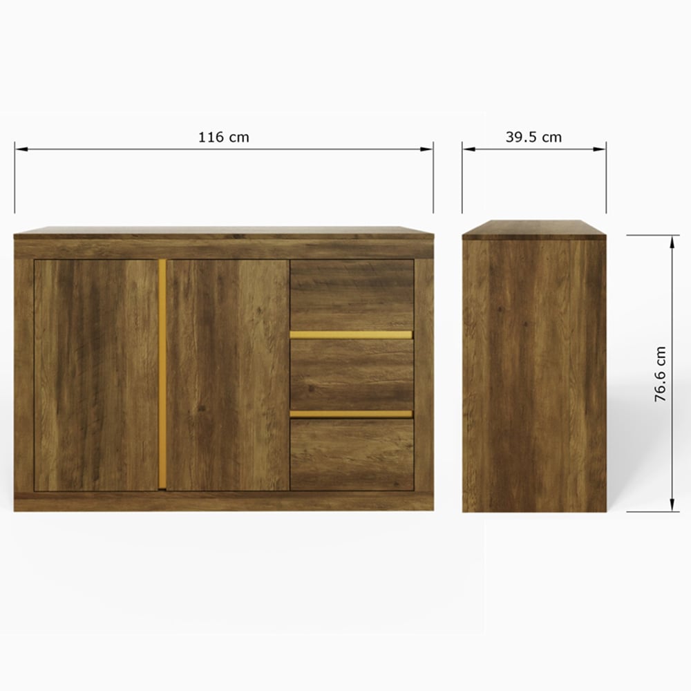 GFW Astley 2 Door 3 Drawer Knotty Oak Sideboard Image 7