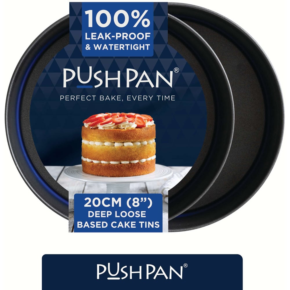 Wham PushPan 20cm Set of 2 Light Grey and Pewter Deep Tin Image 2
