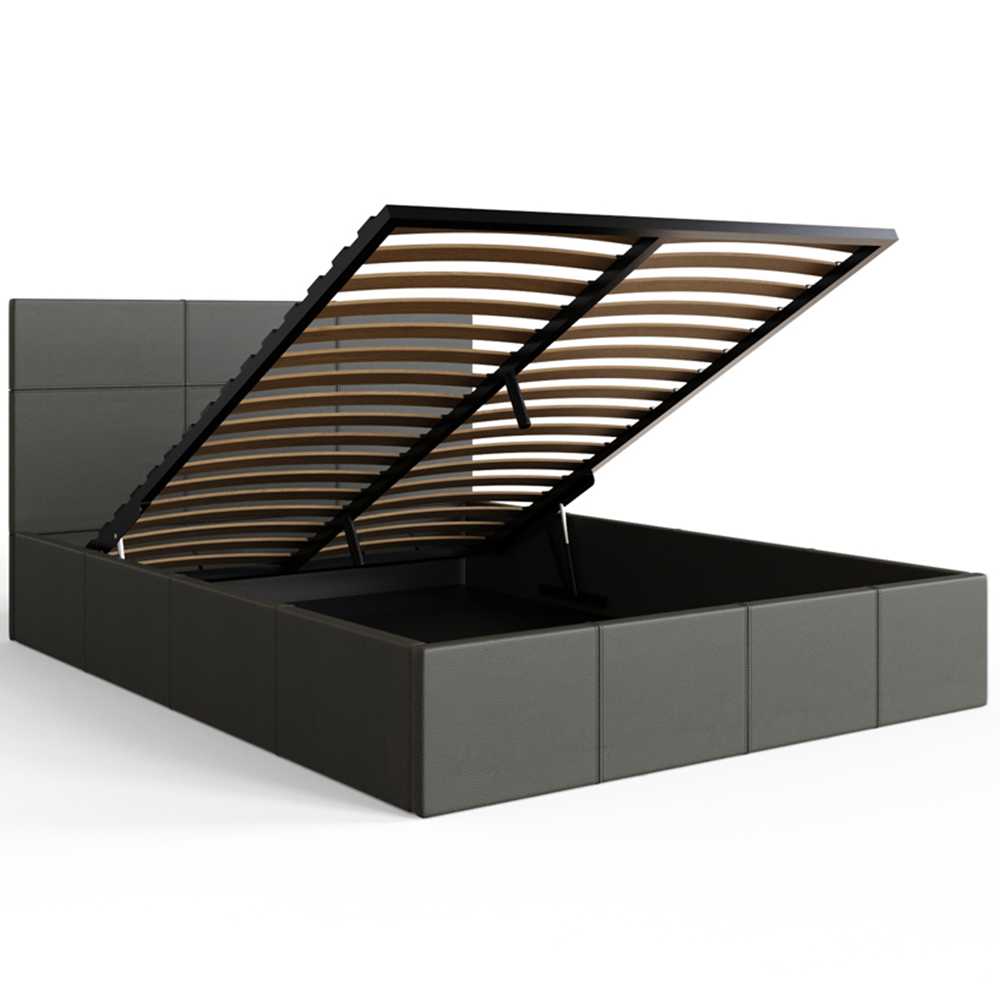 GFW Double Grey Faux Leather End Lift Ottoman Bed with Bonnell Mattress Image 4
