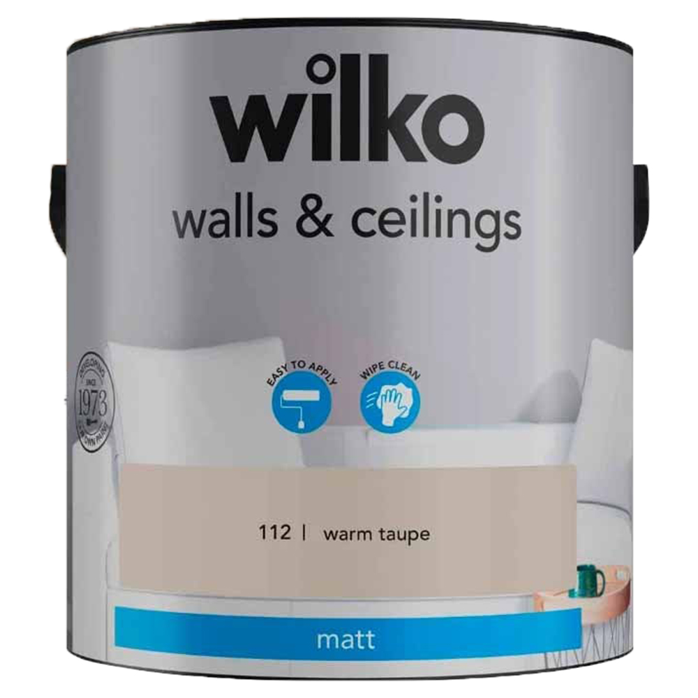 Wilko Walls & Ceilings Warm Taupe Matt Emulsion Paint 2.5L Image 2