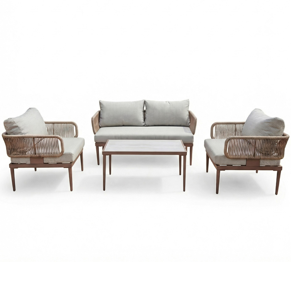 Artemis Home Soveria 4 Seater Brown Garden Lounge Set Image 2