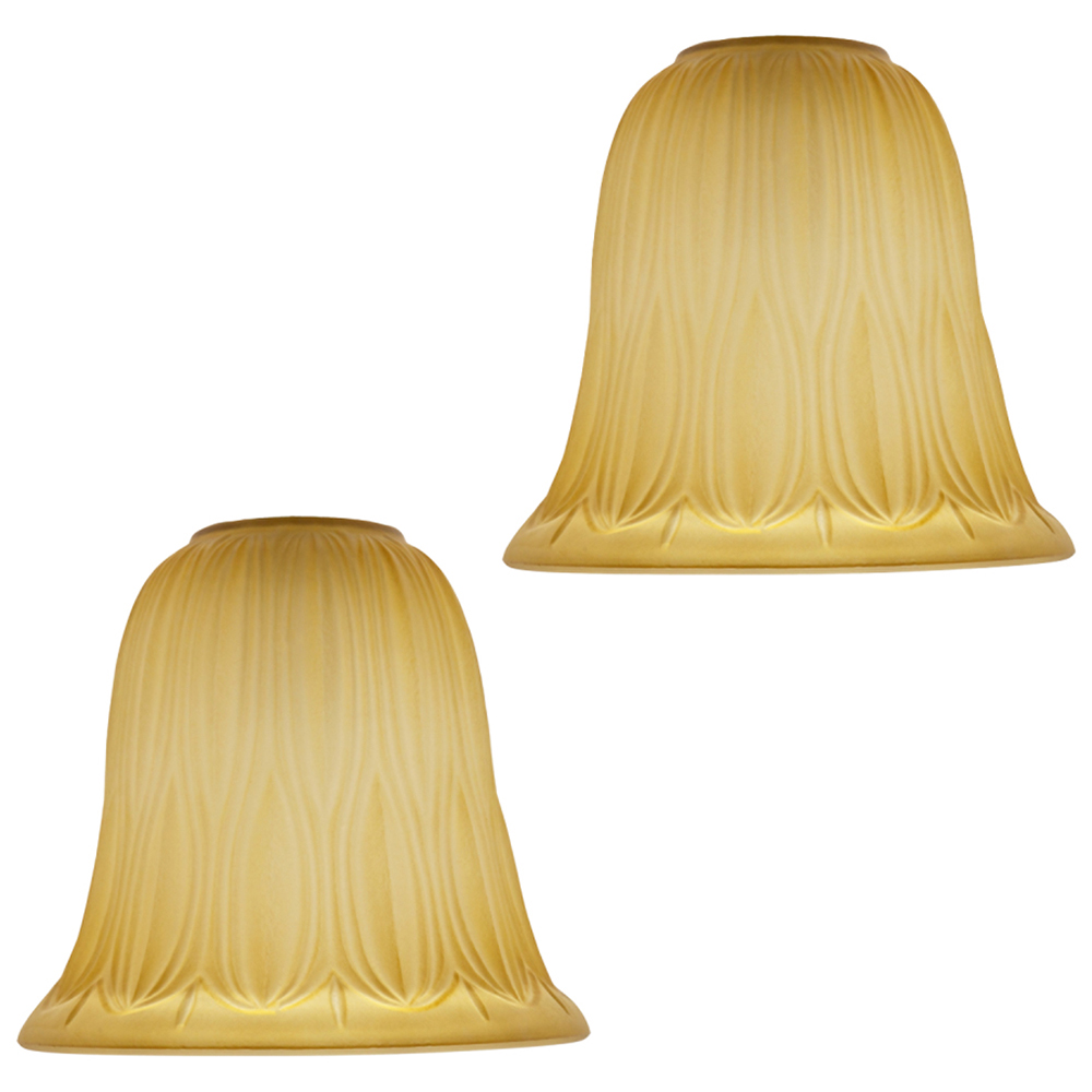 Happy Homewares Amber Etched Glass Shade 2 Pack Image 1