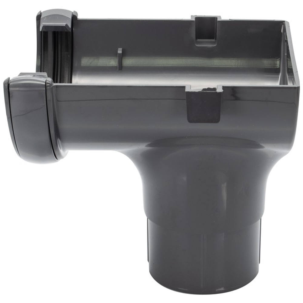 FloPlast Half Round Gutter Stopend Outlet Anthracite Grey 112mm Image 3