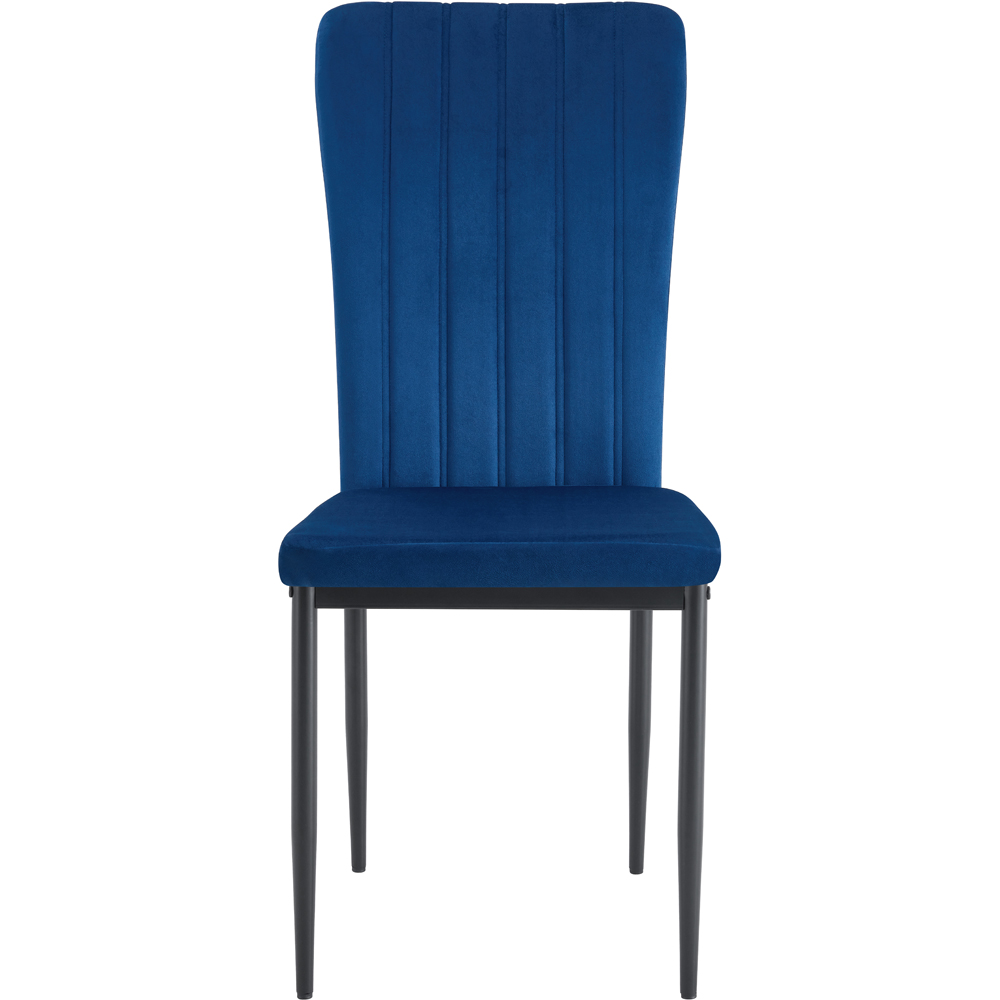 Elle Set of 2 Blue Velvet Effect Plush Padded Upholstered Dining Chair Image 3