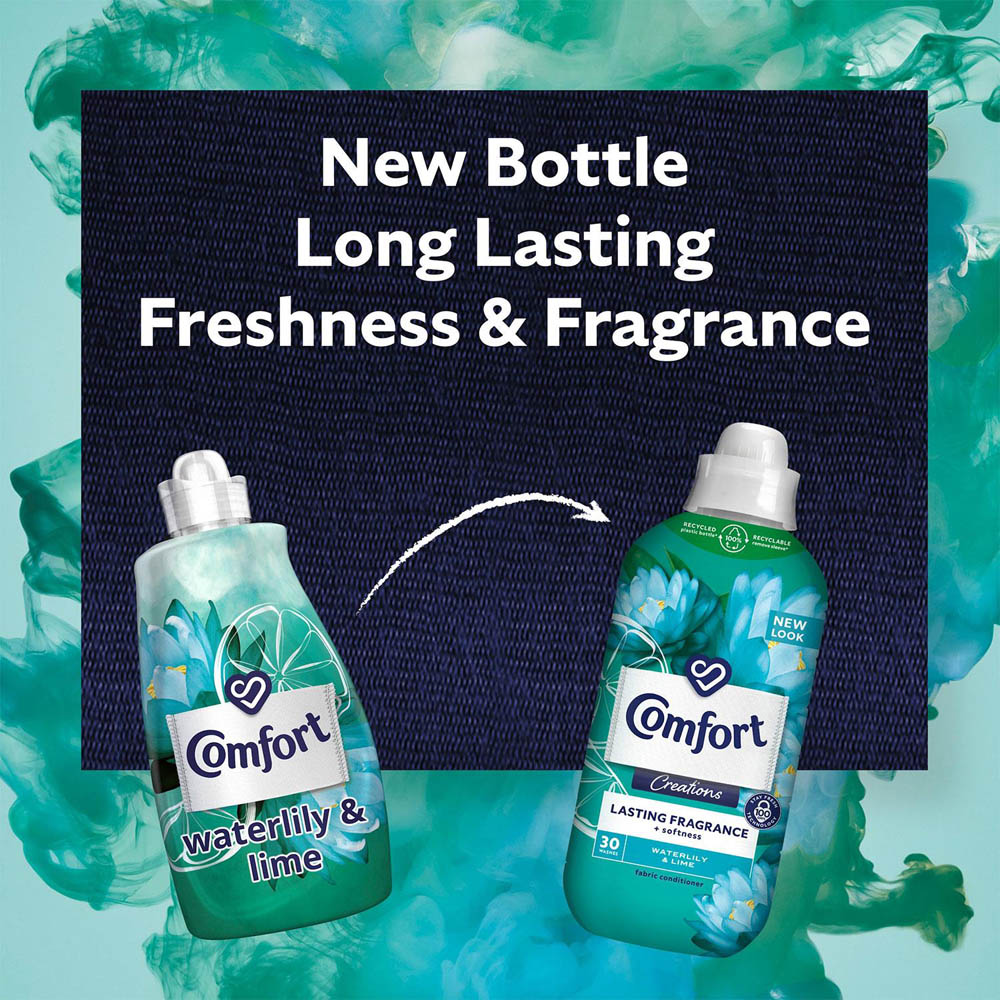 Comfort Creations Waterlily and Lime Lasting Fragrance Fabric Conditioner 30 Washes 900ml Image 4
