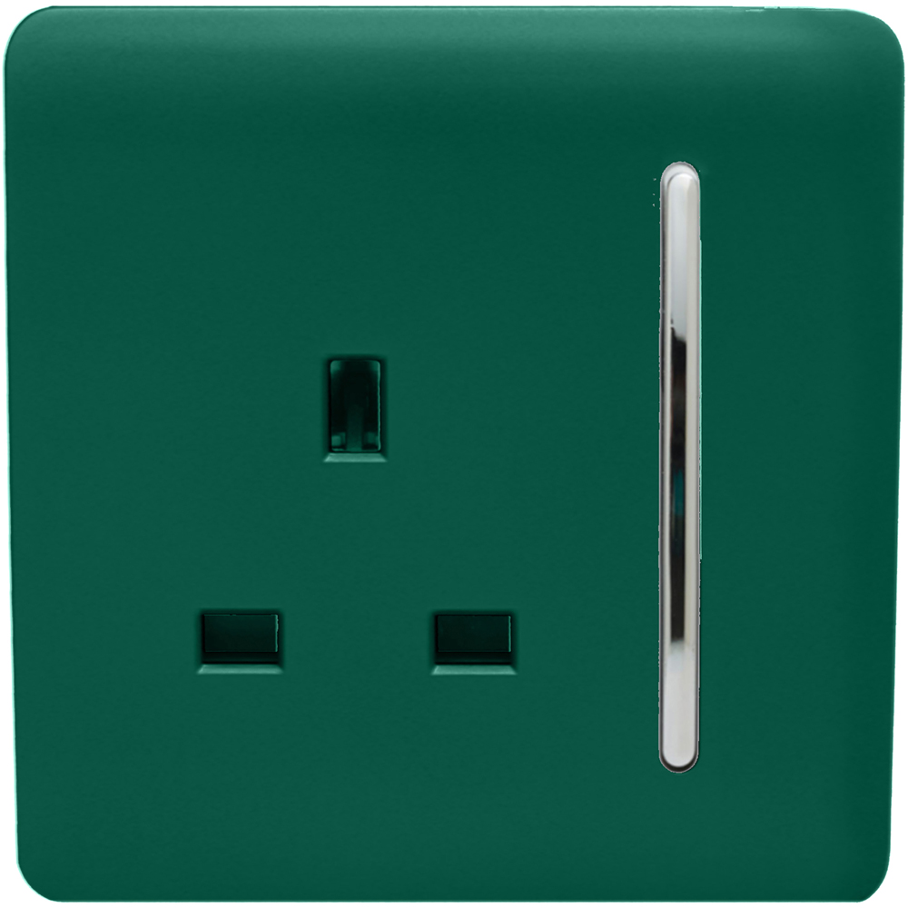Trendi Switch 1 Gang 13amp Dark Forest Green Switched Plug Socket Image 1