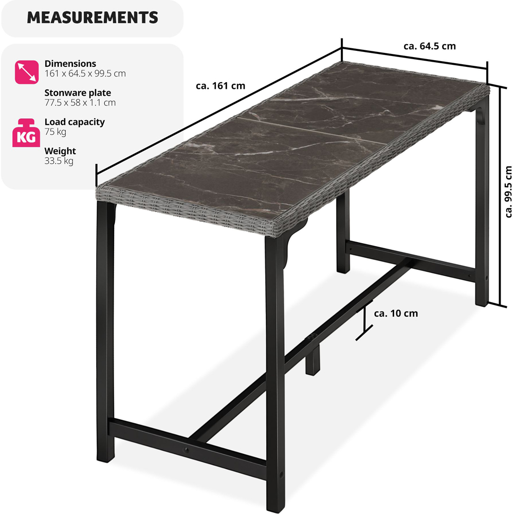 tectake 6 Seater Grey Polyrattan Garden Bar Bistro Table Image 8