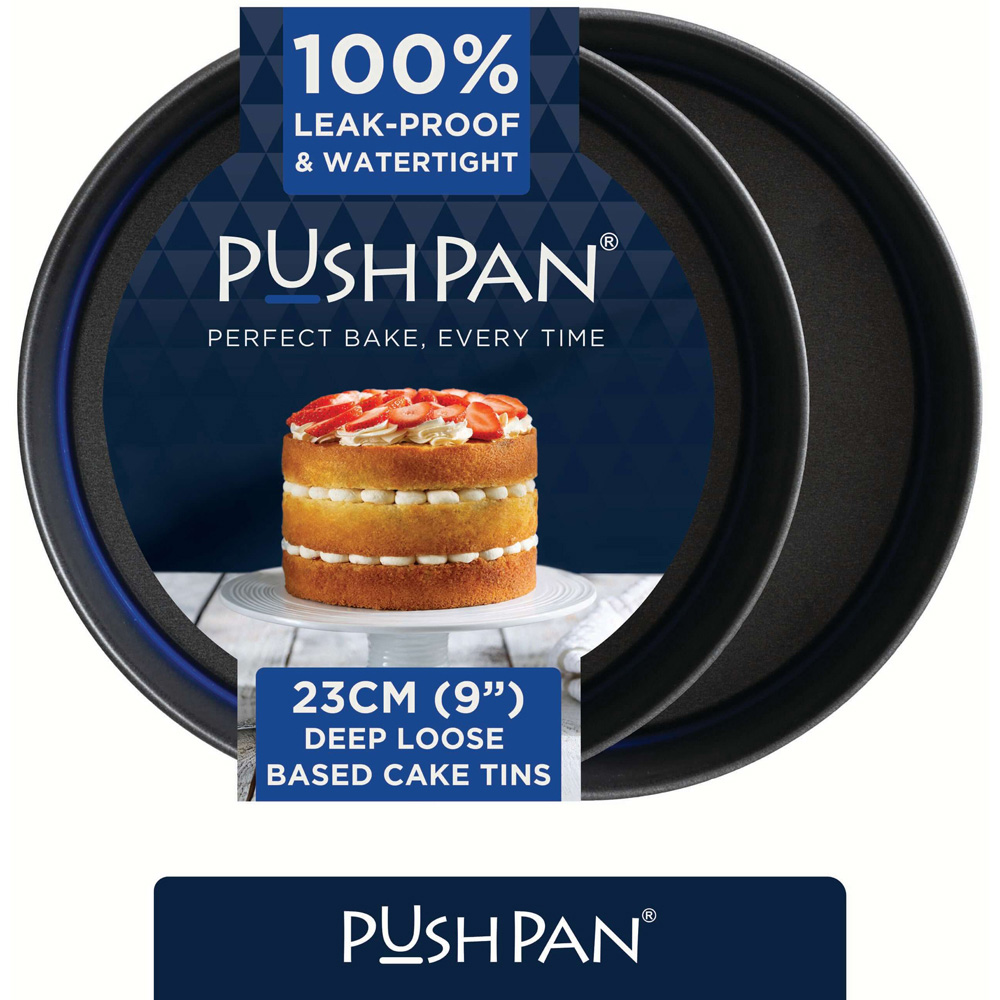Wham PushPan 23cm Set of 2 Light Grey and Pewter Deep Tin Image 2