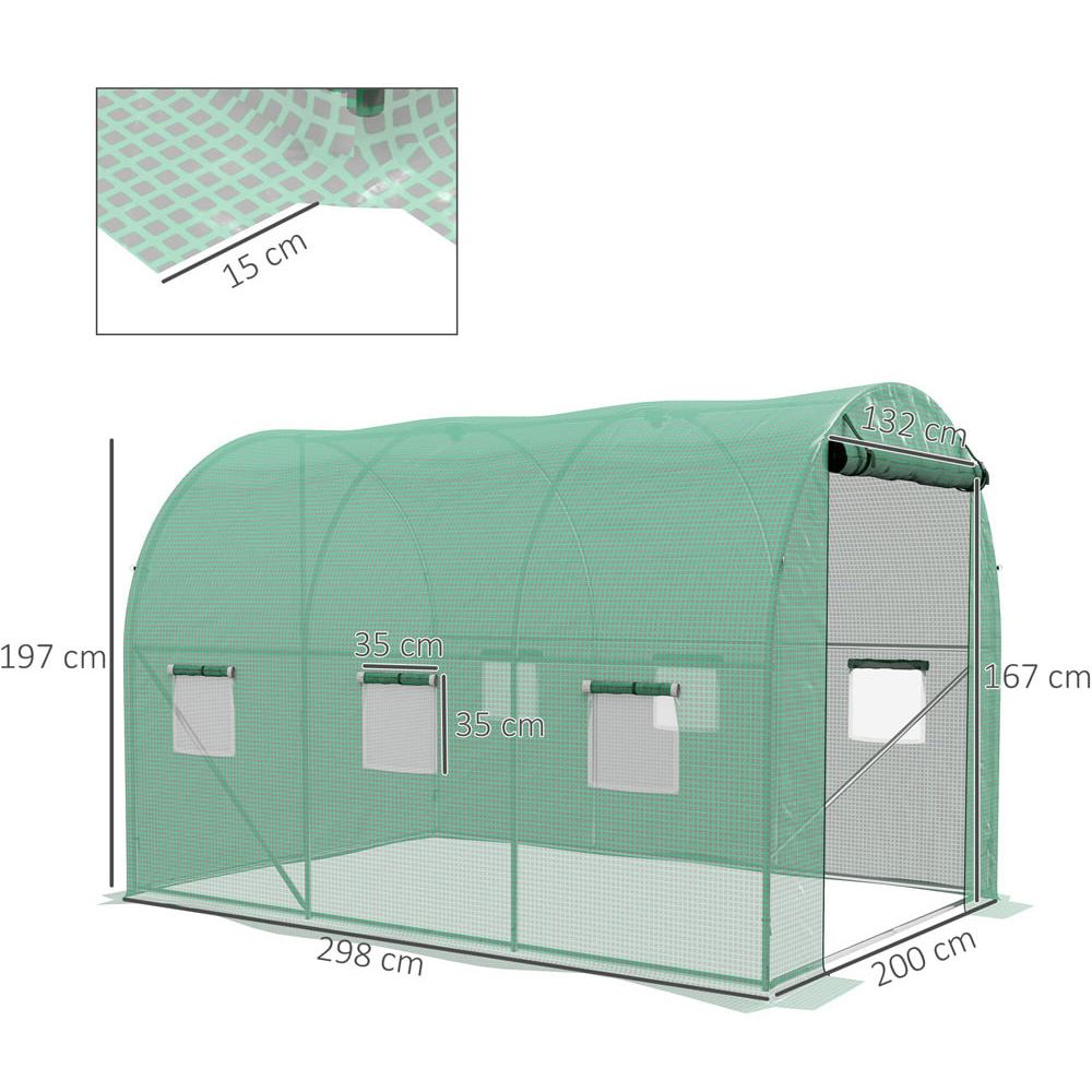 Outsunny Green PE Cover 3 x 2m Walk In Greenhouse with Sprinkler System Image 8