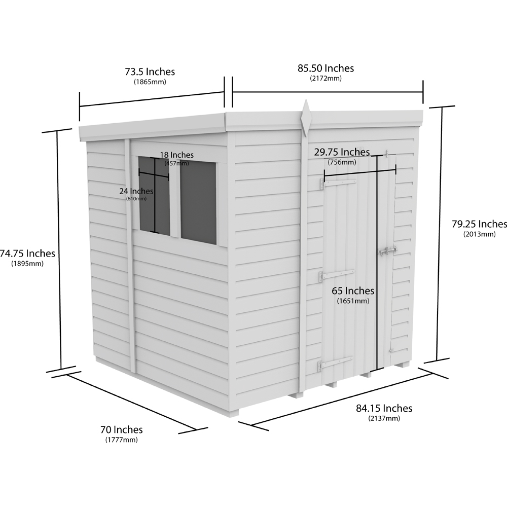 DIY Sheds 7 x 6ft Tongue and Groove Timber Pent Garden Shed Image 9